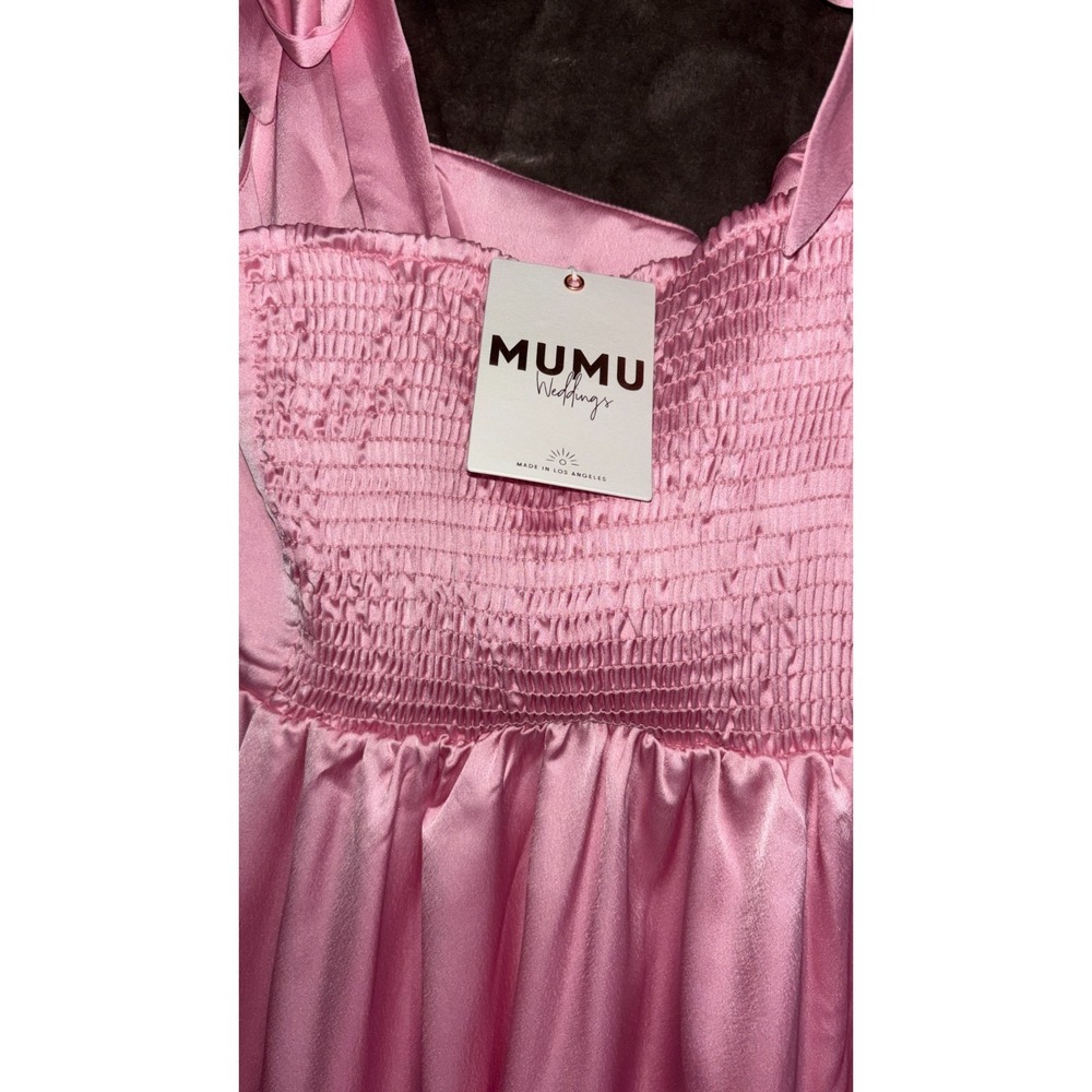 Show Me Your Mumu Garden Midi Dress Womens Large Light Pink Luxe Satin Lined - Picture 4 of 12
